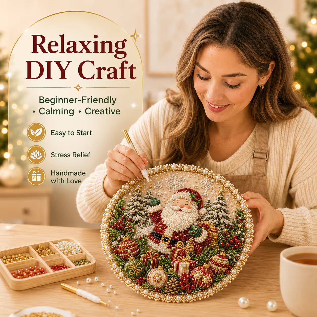 🌸🌻🍂🎄✨ Four Seasons & Holiday Pearl Art Hanging Wreath Kit