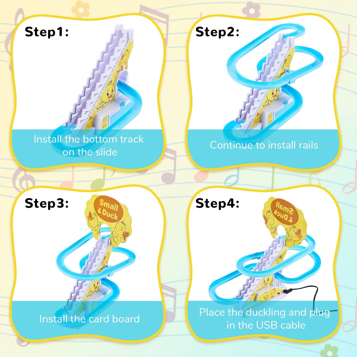 Funny Automatic Stair-Climbing Ducklings Cartoon Race Track Set