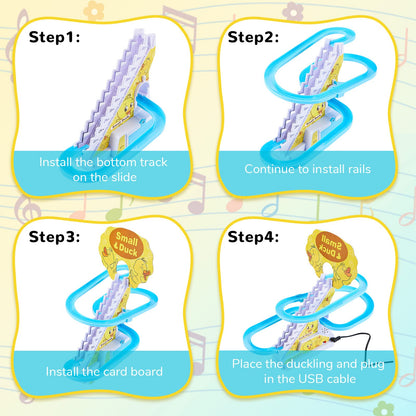 Funny Automatic Stair-Climbing Ducklings Cartoon Race Track Set