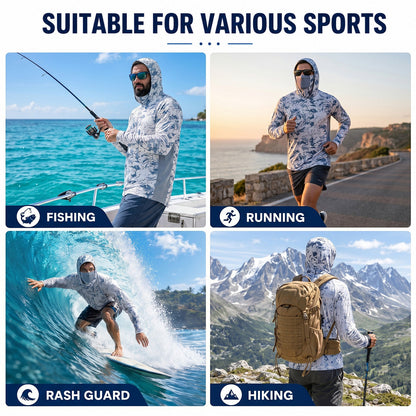 🏖️Men’s UPF 50+ Hoodie Shirts with Mask