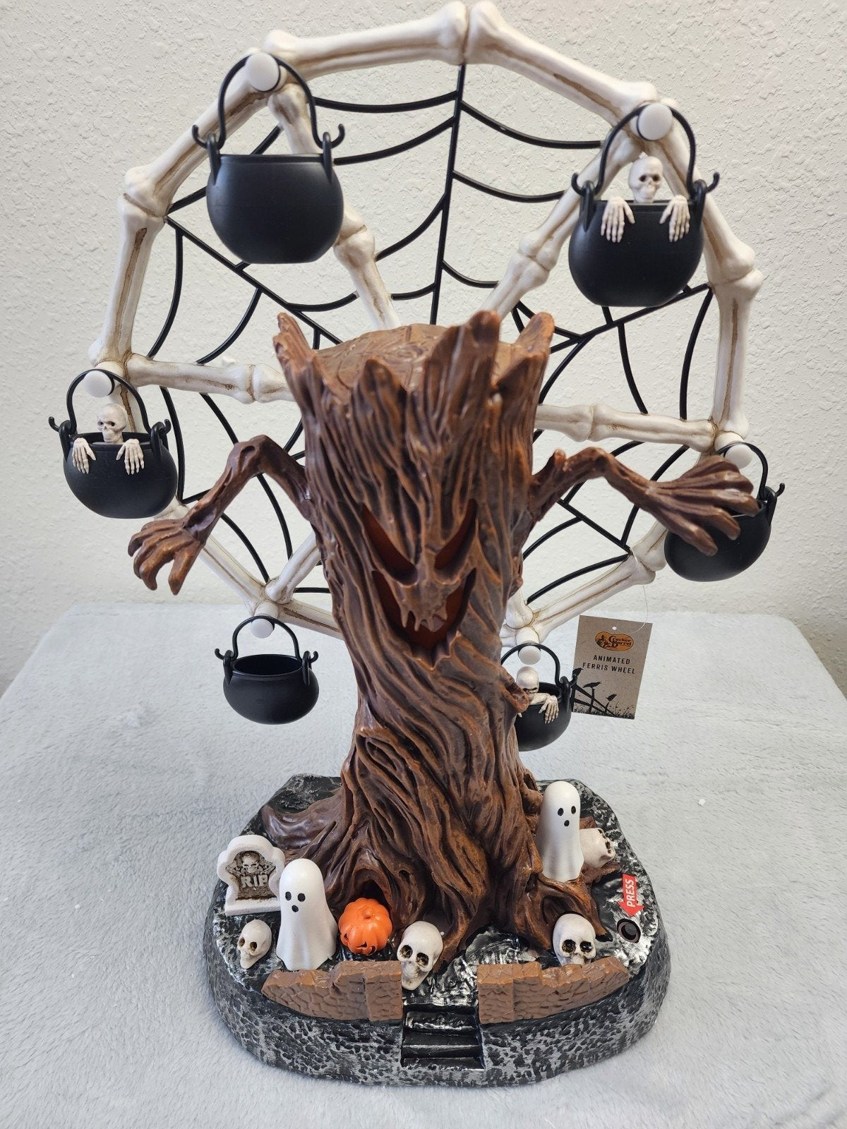 👻 Haunted Ghost Tree Ferris Wheel – Animated Halloween Tabletop Decoration With Lights🎃