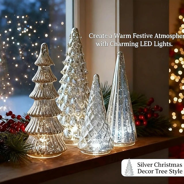 🔥Christmas Sale🎁Set of 5 Illuminated Mercury Christmas Trees