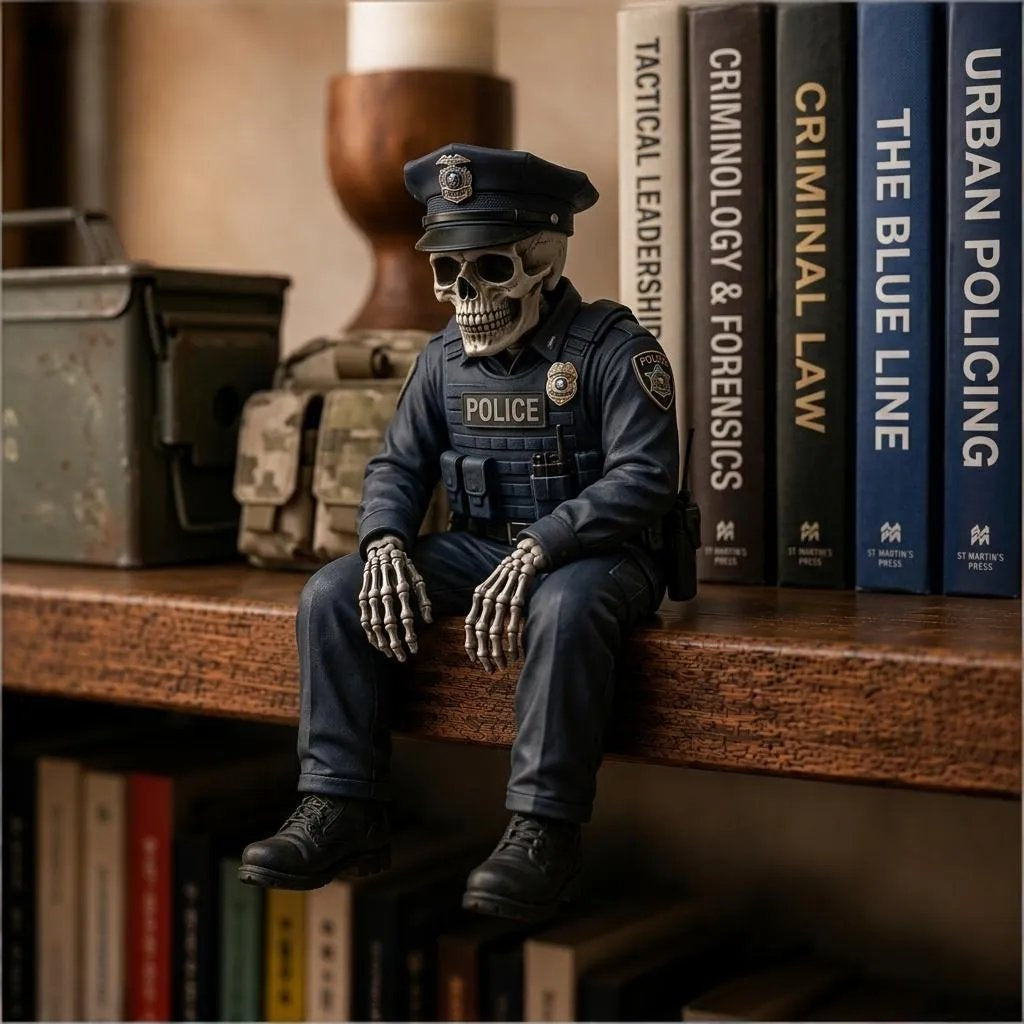 🎖️ Hero Skeleton Shelf Sitters | Police Officer & Soldier Resin Decor