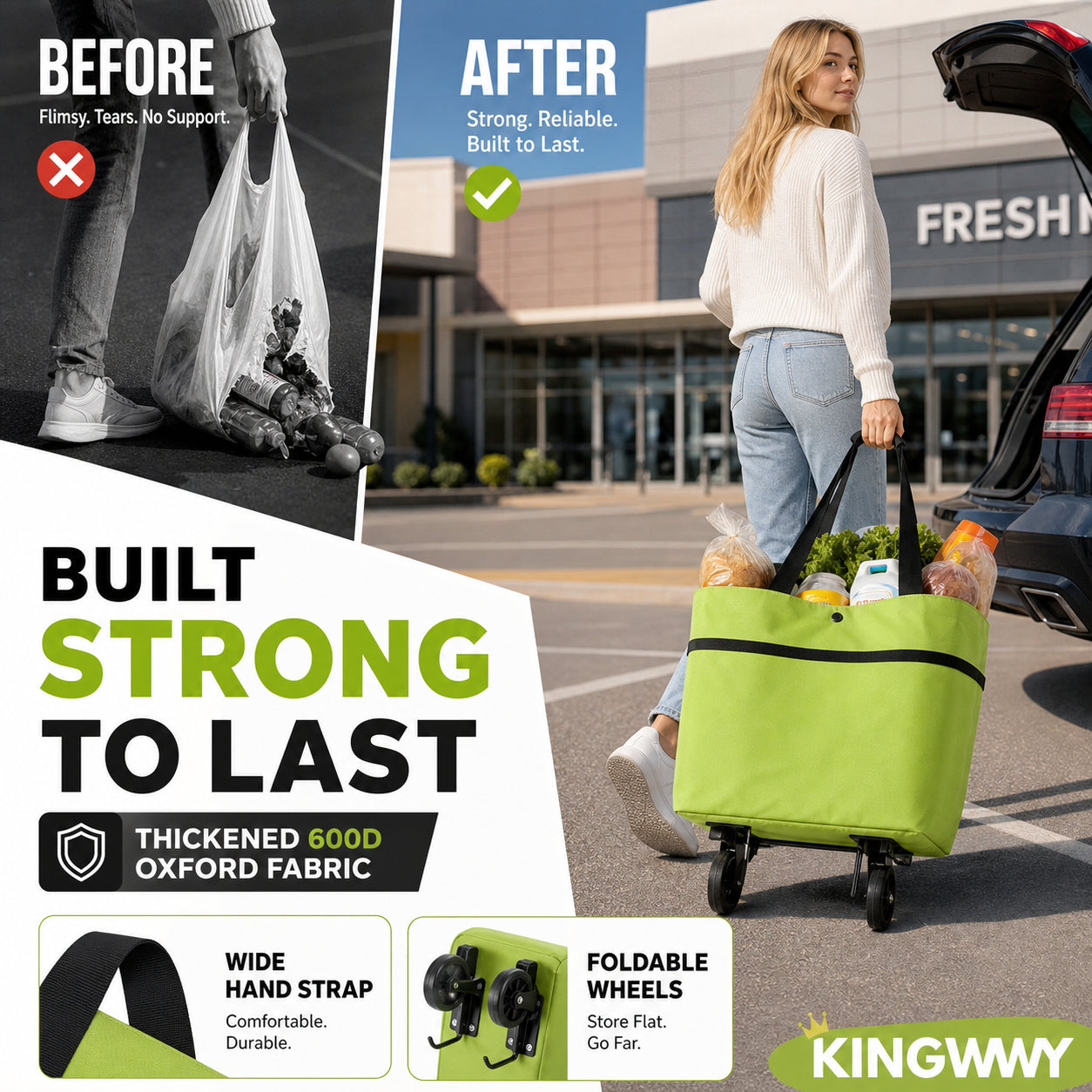 🛒Foldable 2-in-1 Shopping Bag