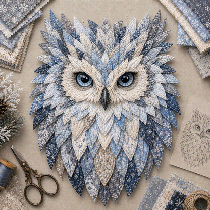 🦉 Layered Fabric Owl Wall Art DIY Kit – Relaxing Craft, Beautiful Results