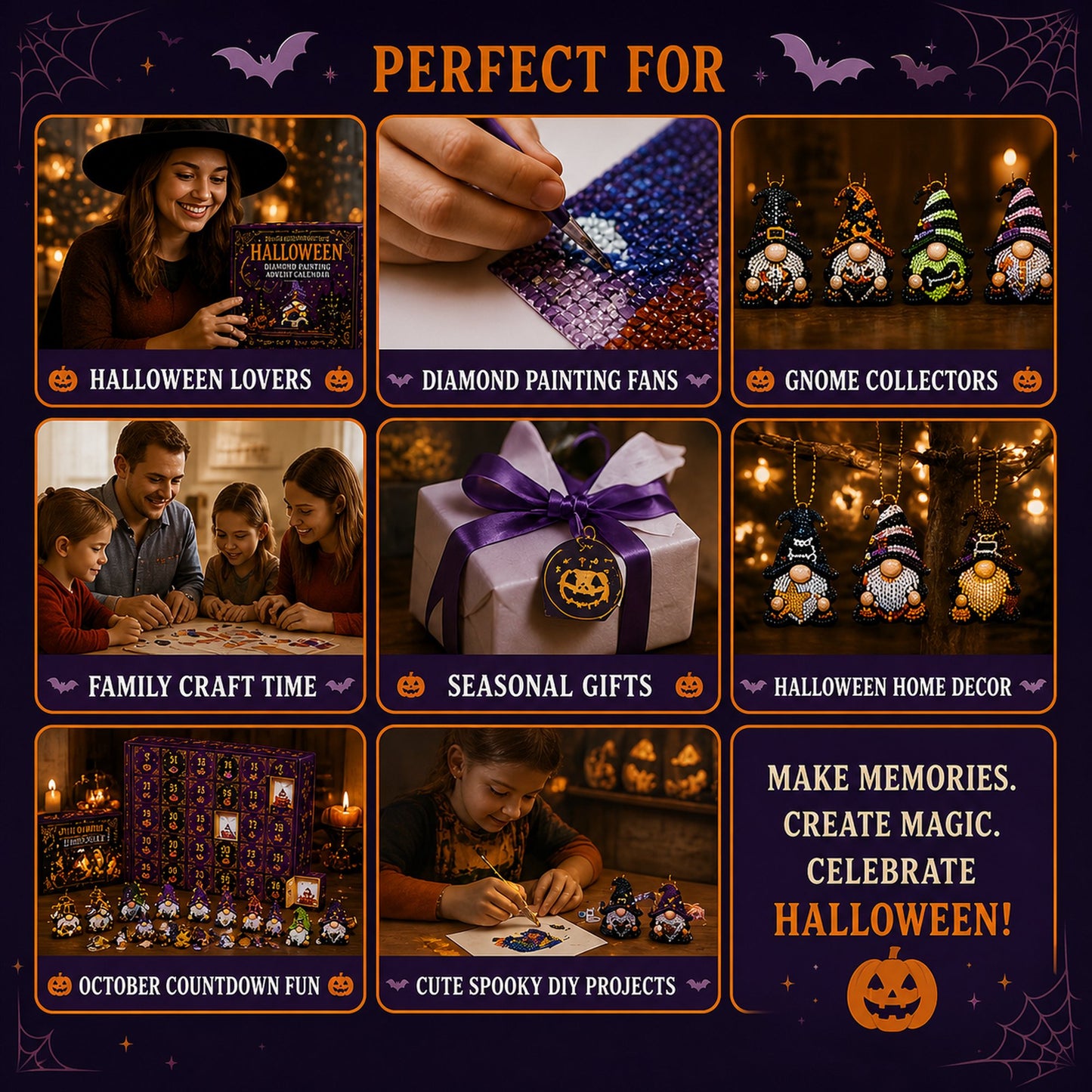 🔥HOT SALE🎃✨ 31 Days of Gnome Surprises Halloween Diamond Painting Advent Calendar