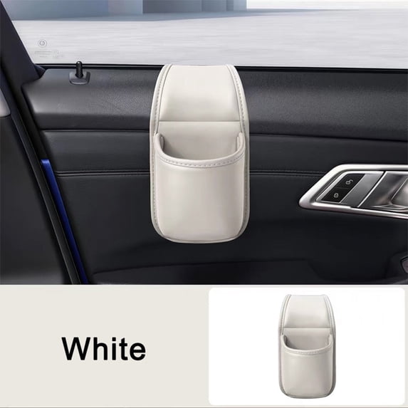 Large PU Leather Car Door Cup Holder & Storage Pocket