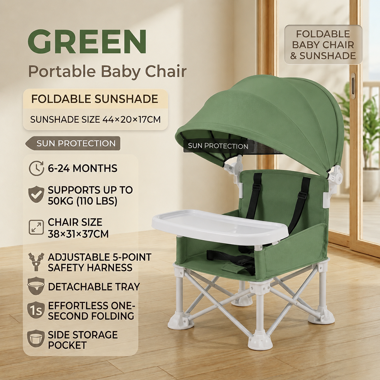 👶 Portable Baby Travel Seat | Feed Anywhere, Fold in Seconds
