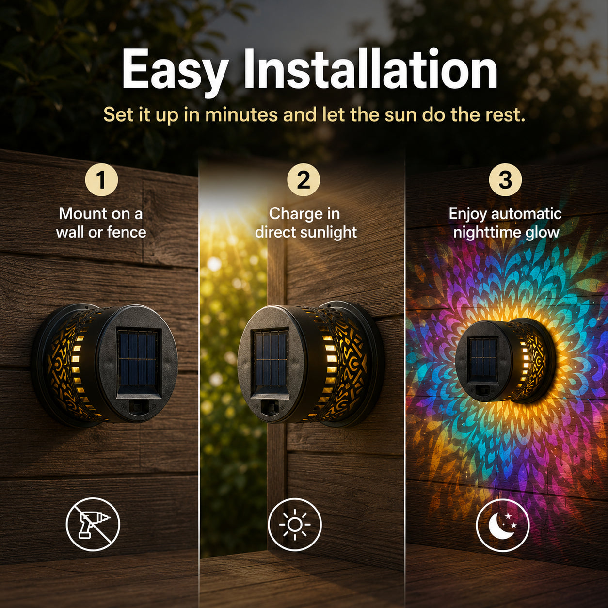 Mandala Solar Wall Lamp – Magical Patio Night Ambience