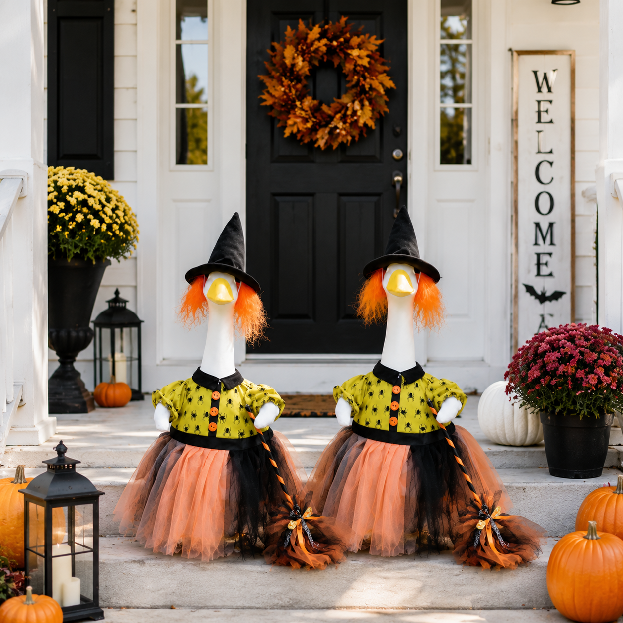 🧙‍♀️ Halloween Witch Goose Outfit™ – Spooky Fall Porch Decor Costume for 23" Lawn Goose Statue