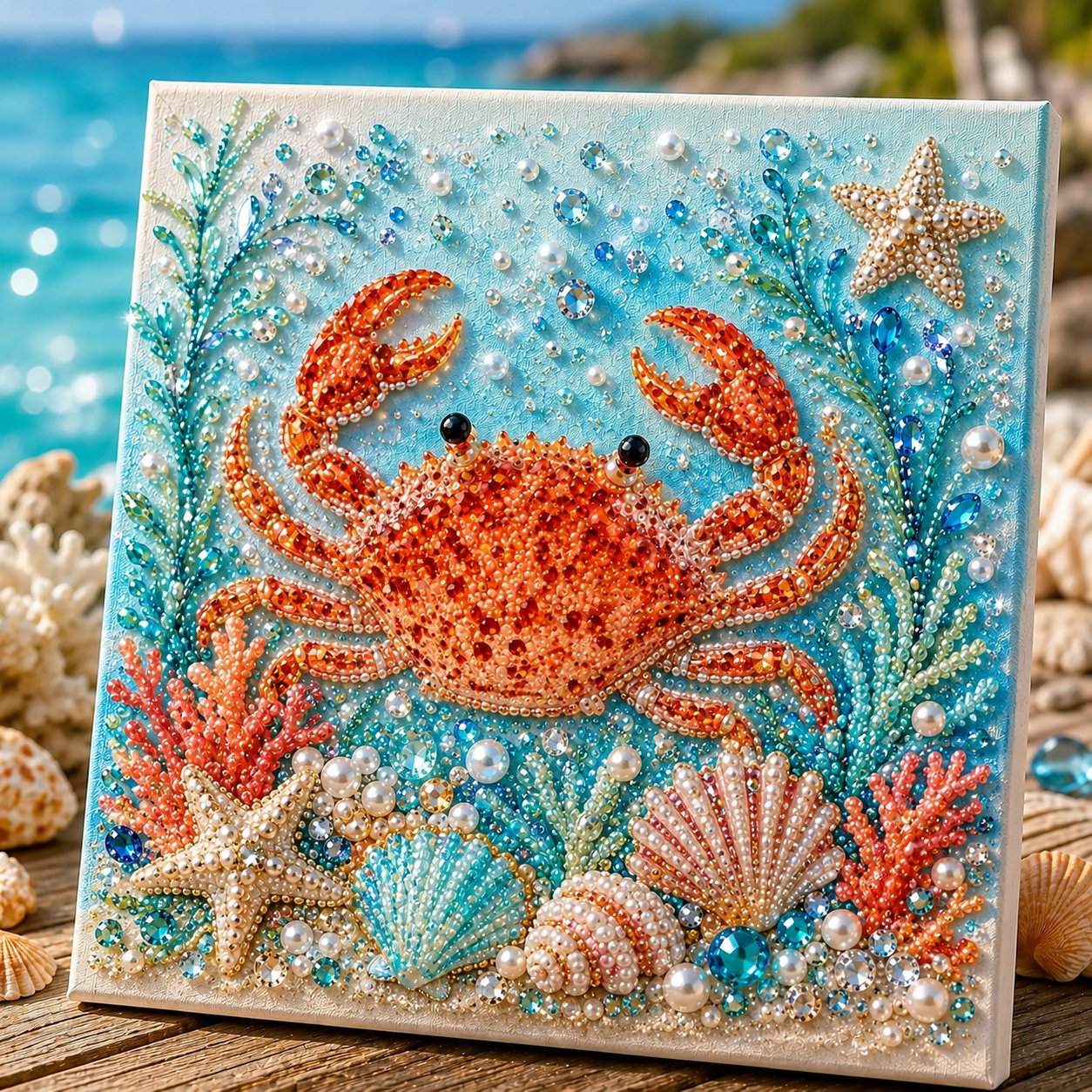 🌊✨💯Ocean Theme Pearl Art DIY Kit – Relaxing DIY Craft to Create Stunning Coastal Artwork