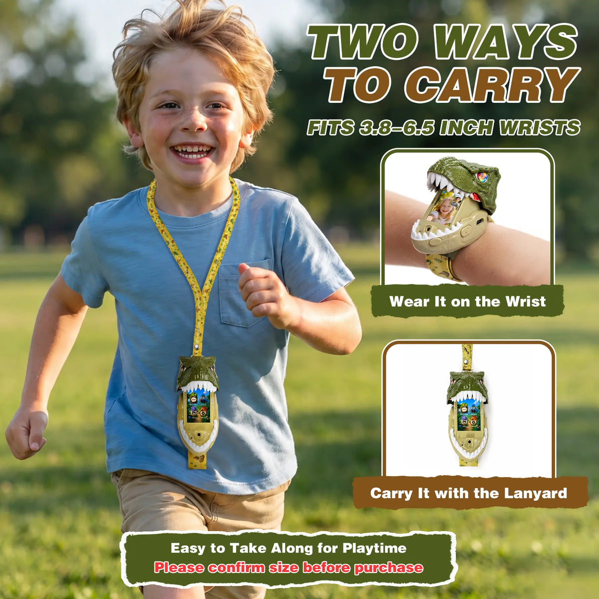 Kids Video Walkie-Talkies 2-Pack, Dinosaur Wrist Two-Way Video Chat Toy