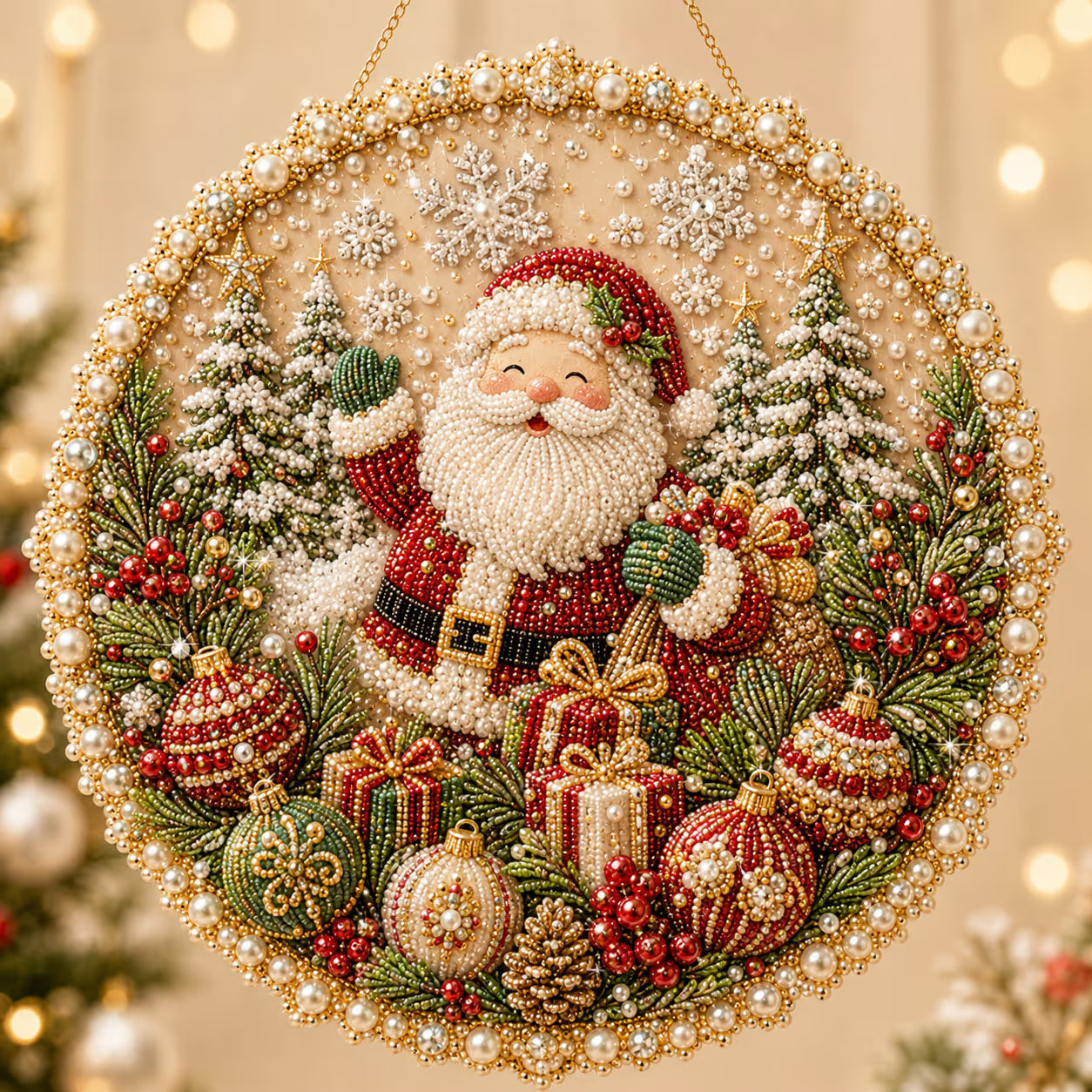 🌸🌻🍂🎄✨ Four Seasons & Holiday Pearl Art Hanging Wreath Kit