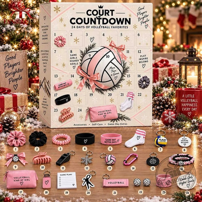 🔥Christmas Sale🎁2026 Volleyball Girl Court Countdown Advent Calendar – 24 Day Christmas Countdown | Volleyball Player Gift