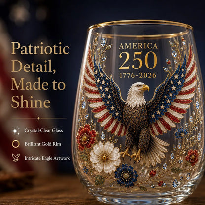 🦅 America 250 Eagle Glass Tumbler 🇺🇸 🥂