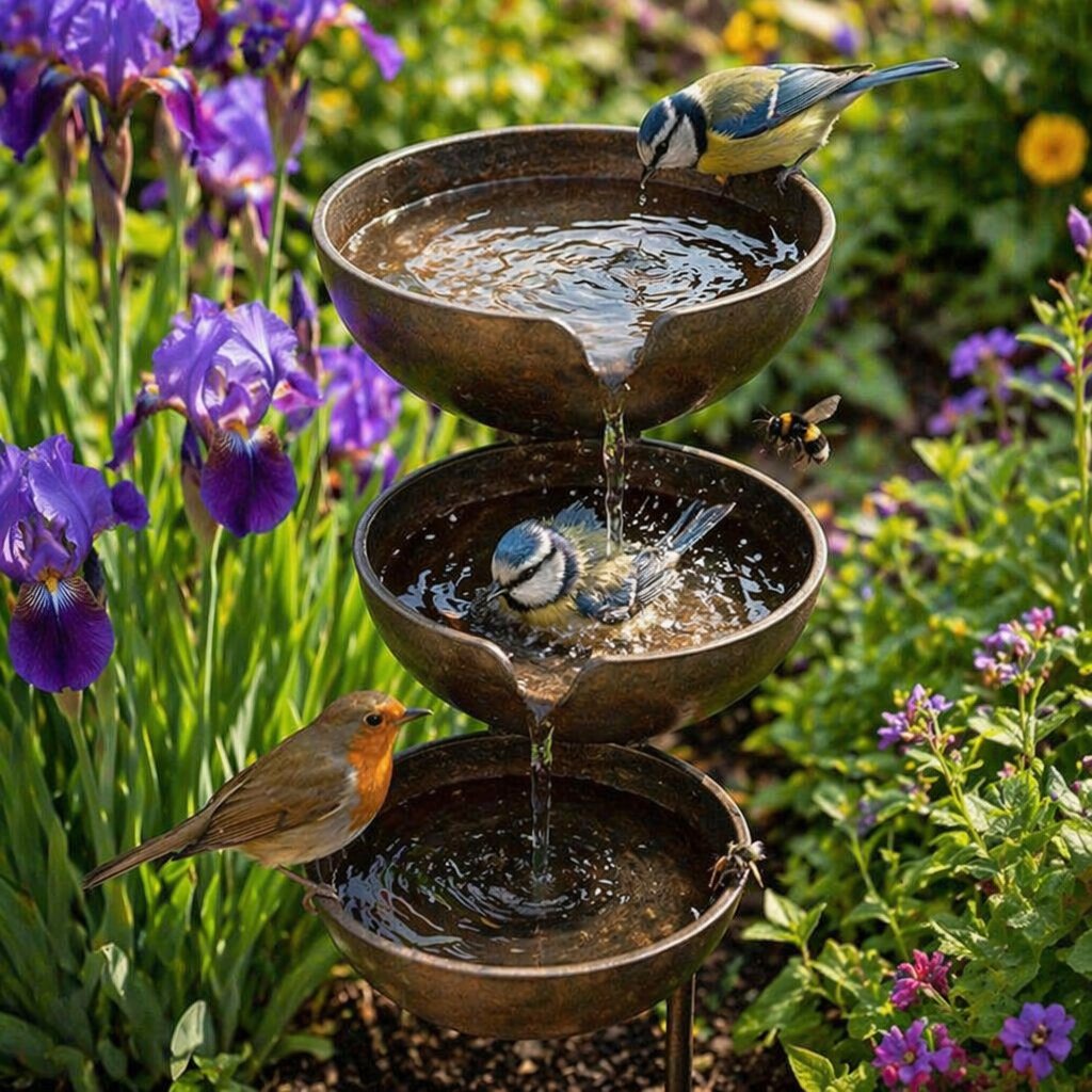 🌿🐦Bring Life Back To Your Garden – Peaceful Cascading Rain Catcher Bird Bath For Welcoming Garden Wildlife🌿🐦