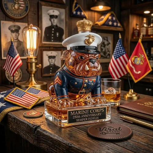🔥🔥🔥250th Anniversary Military-Inspired Bulldog Whiskey Decanter Set