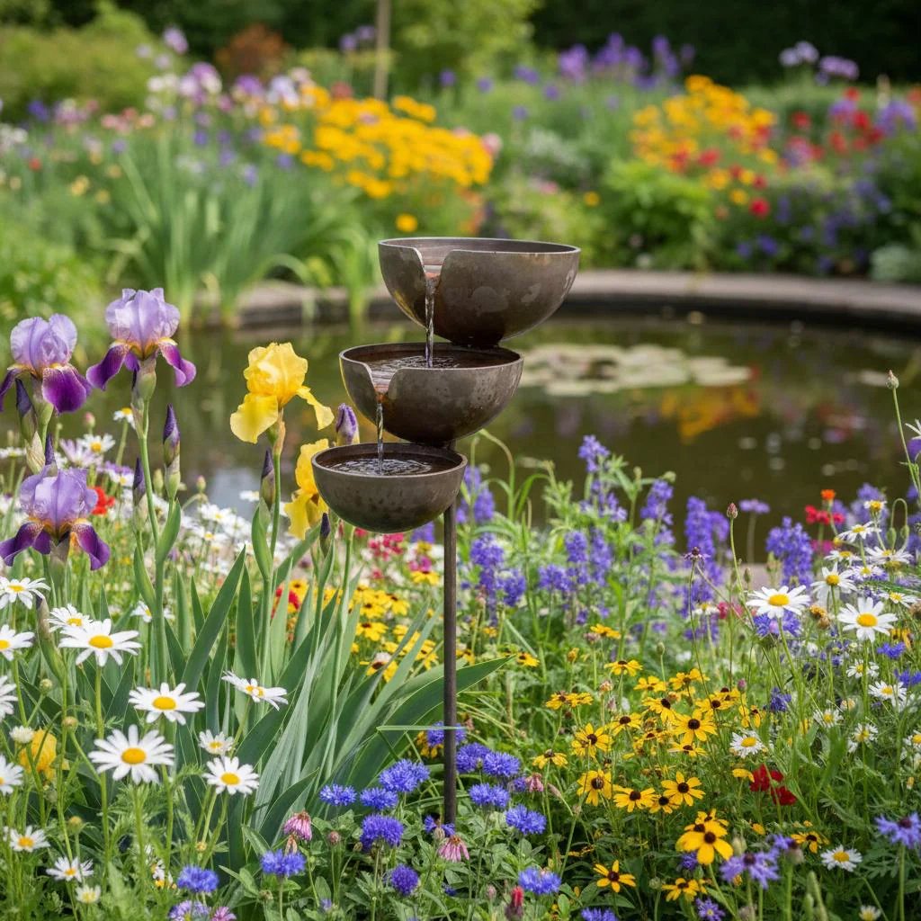 🌿🐦Bring Life Back To Your Garden – Peaceful Cascading Rain Catcher Bird Bath For Welcoming Garden Wildlife🌿🐦