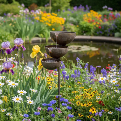 🌿🐦Bring Life Back To Your Garden – Peaceful Cascading Rain Catcher Bird Bath For Welcoming Garden Wildlife🌿🐦
