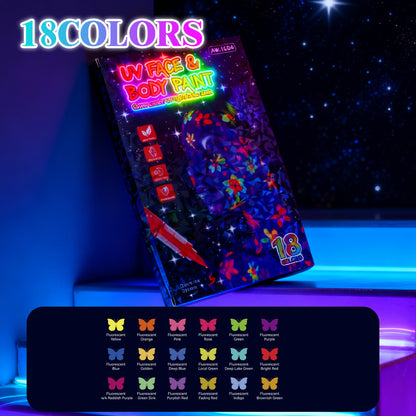🌈UV Glow Face Paint Markers — 8-Piece Neon Set for Blacklight Parties