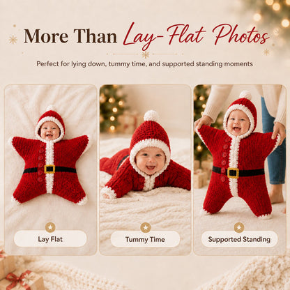 🎅 Baby’s First Christmas Keepsake Star Outfit | One Size Fits Most Babies, Soft Knitted Santa Cocoon with Front Button Opening for Holiday Photos ✨