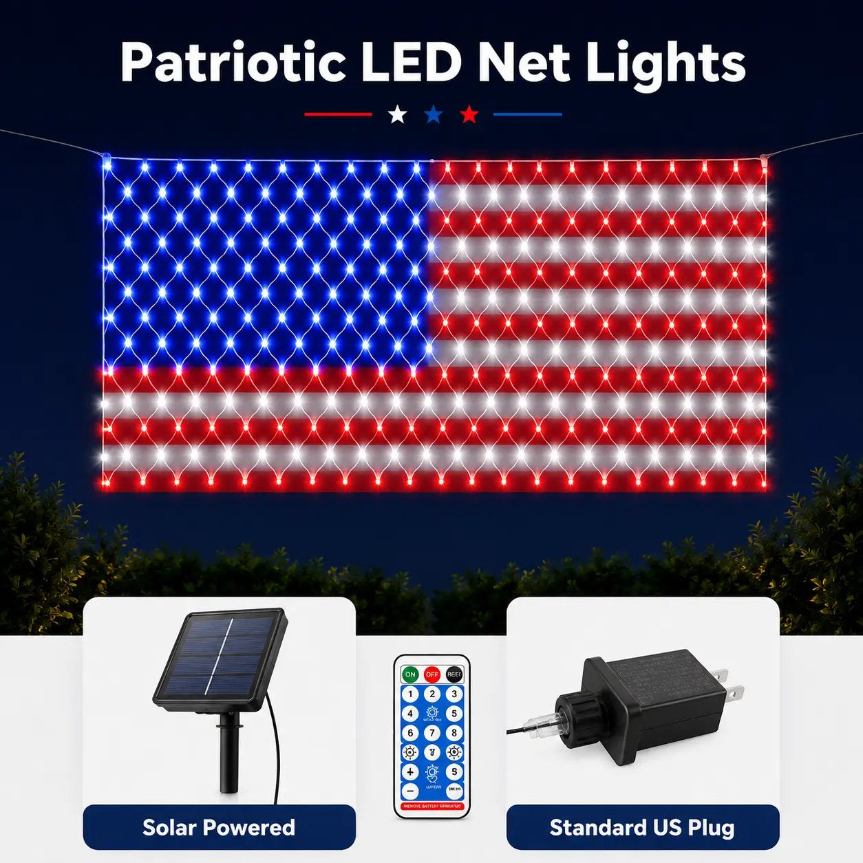 🇺🇸Super Bright American Flag Net Lights for Patriotic Holiday Decor