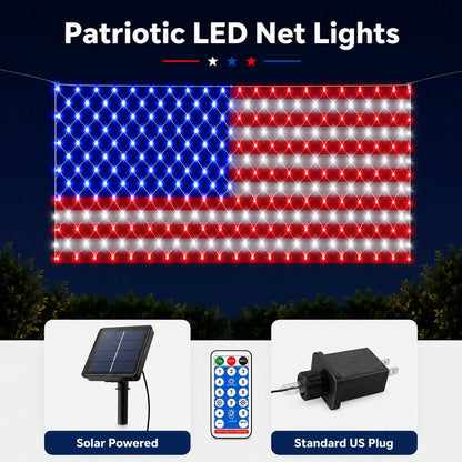 🇺🇸Super Bright American Flag Net Lights for Patriotic Holiday Decor