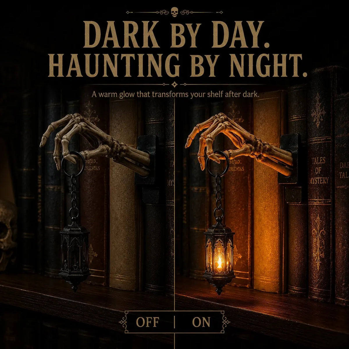💀Skeleton Hand Lantern Bookshelf Light