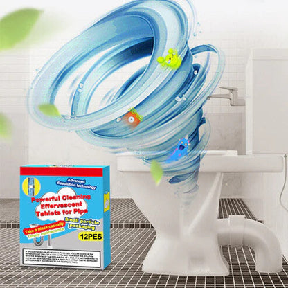 ✨Powerful Cleaning Effervescent Tablets for Pipe, Fast-Dissolving Hair Grease Clogs, Deodorizing Antibacterial Pipe Cleaner for Sink, Toilet Floor Drain