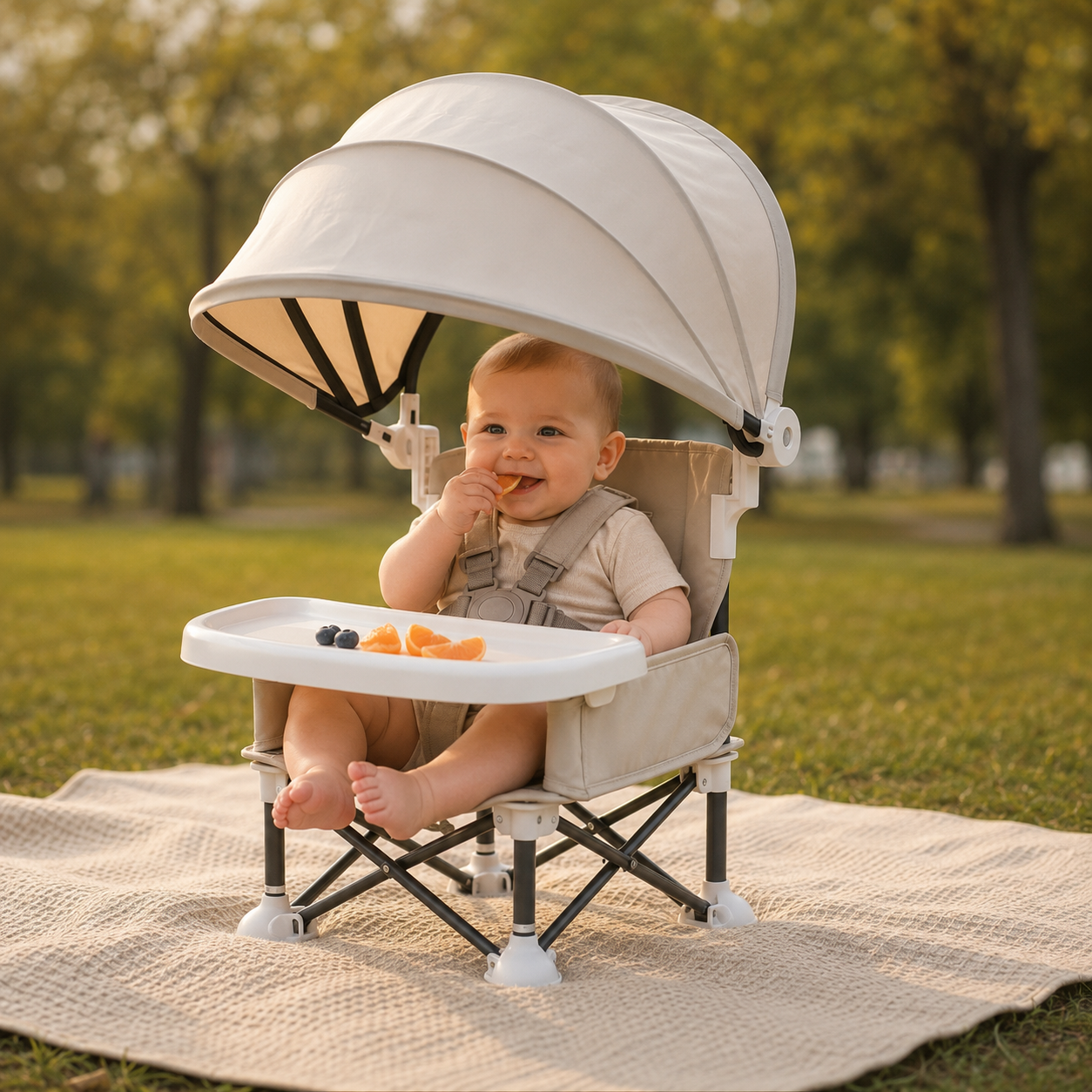 👶 Portable Baby Travel Seat | Feed Anywhere, Fold in Seconds