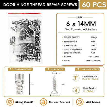 🔧FLASH SALE: 6×14MM SHORT EXPANSION SCREW SET — FIX LOOSE HINGES IN SECONDS!🔧