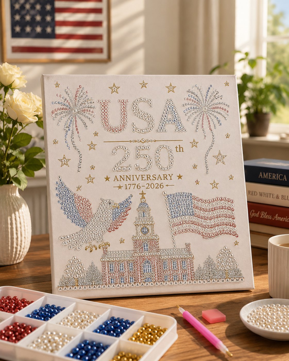 🔥Buy 2 Free shipping - USA 250th Anniversary DIY Pearl Painting Kit ✨❤️‍🔥