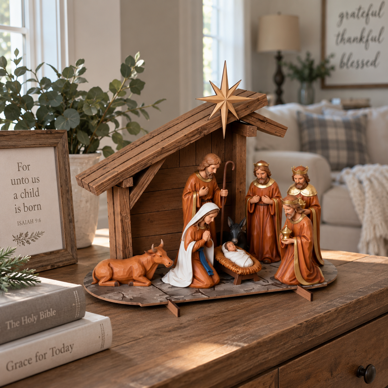 🎄 Christmas Nativity Scene Figurine Set | Traditional Holiday Home Decor