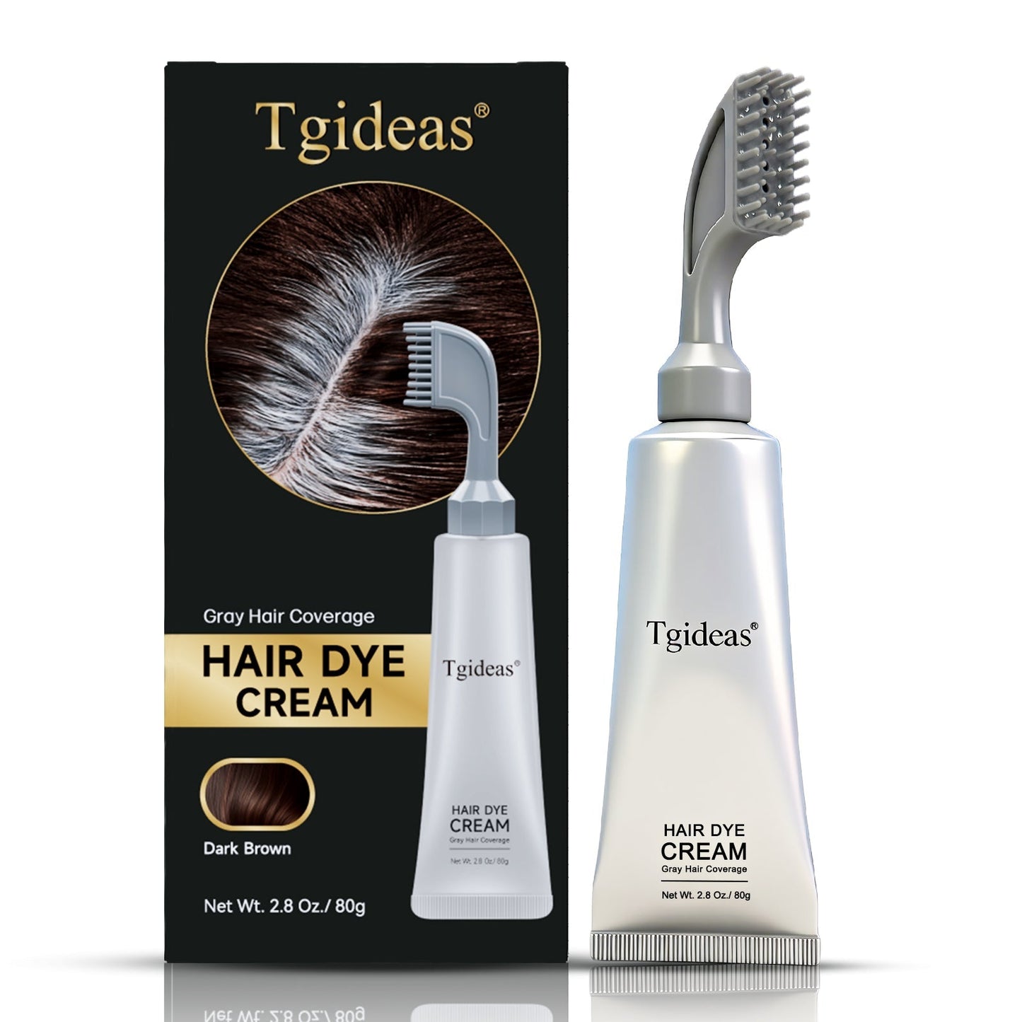 Comb - In Hair Dye Cream for Gray Coverage -Natural Black & Dark Brown