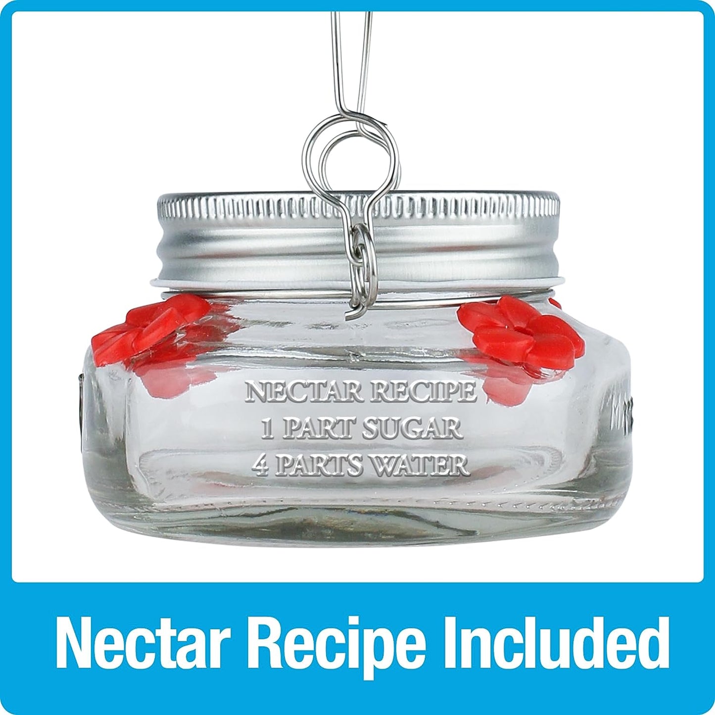 🎉 Beautiful Plastic Jar Hummingbird Feeder W/ Four Ports