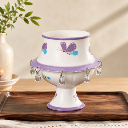 Rotating Bird Ceramic Cup Decor – Handmade Spinning Bell Tabletop Ornament