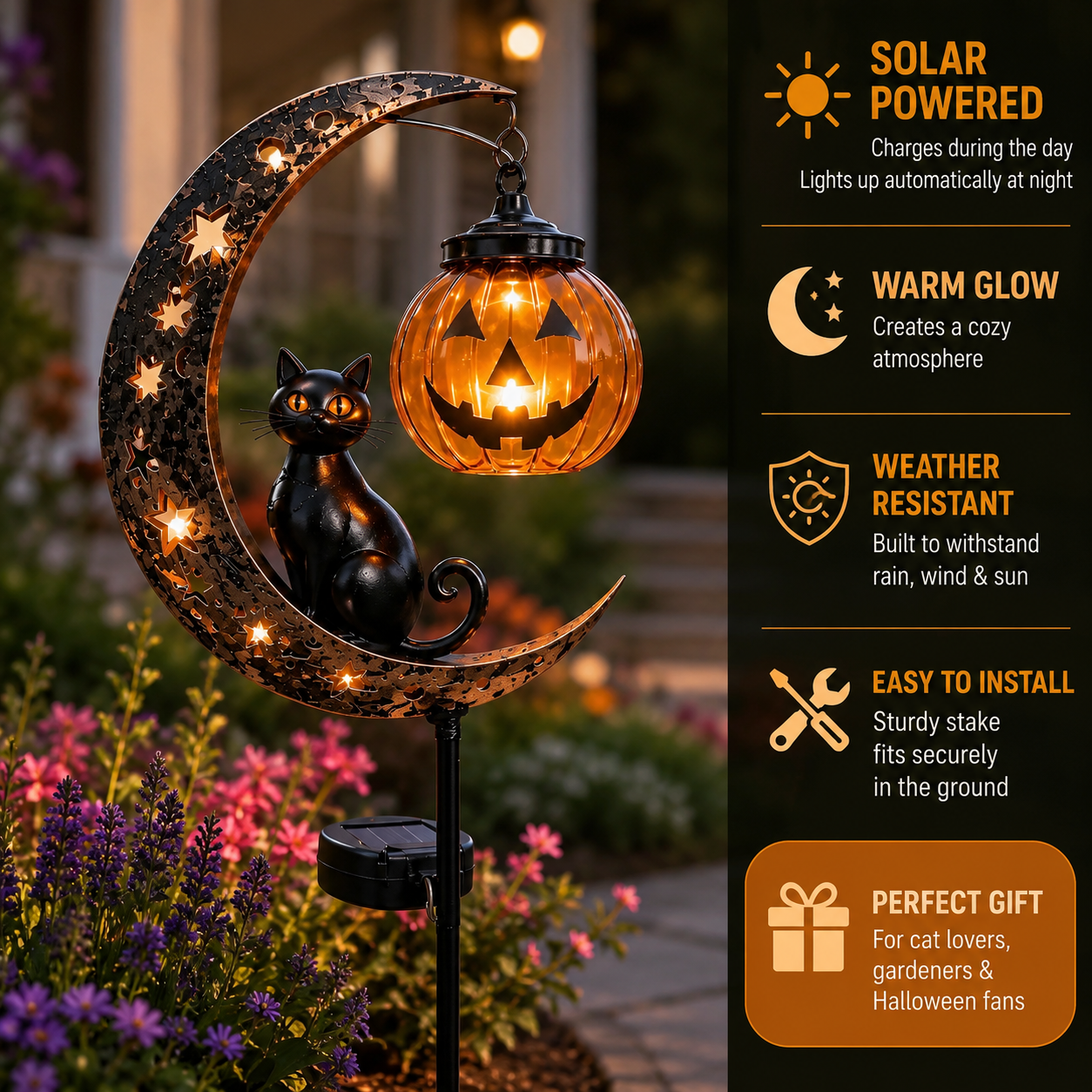 🎃Halloween Early Bird Special Sale - Pumpkin Moon Garden Stake Light