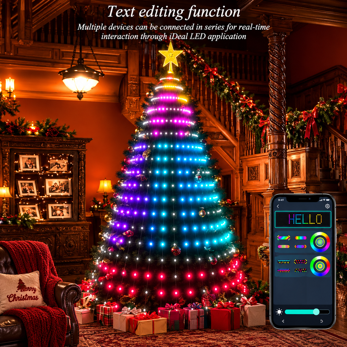 🎄 Smart RGB Christmas Tree Waterfall Lights | DIY Patterns, Music Sync & App Control
