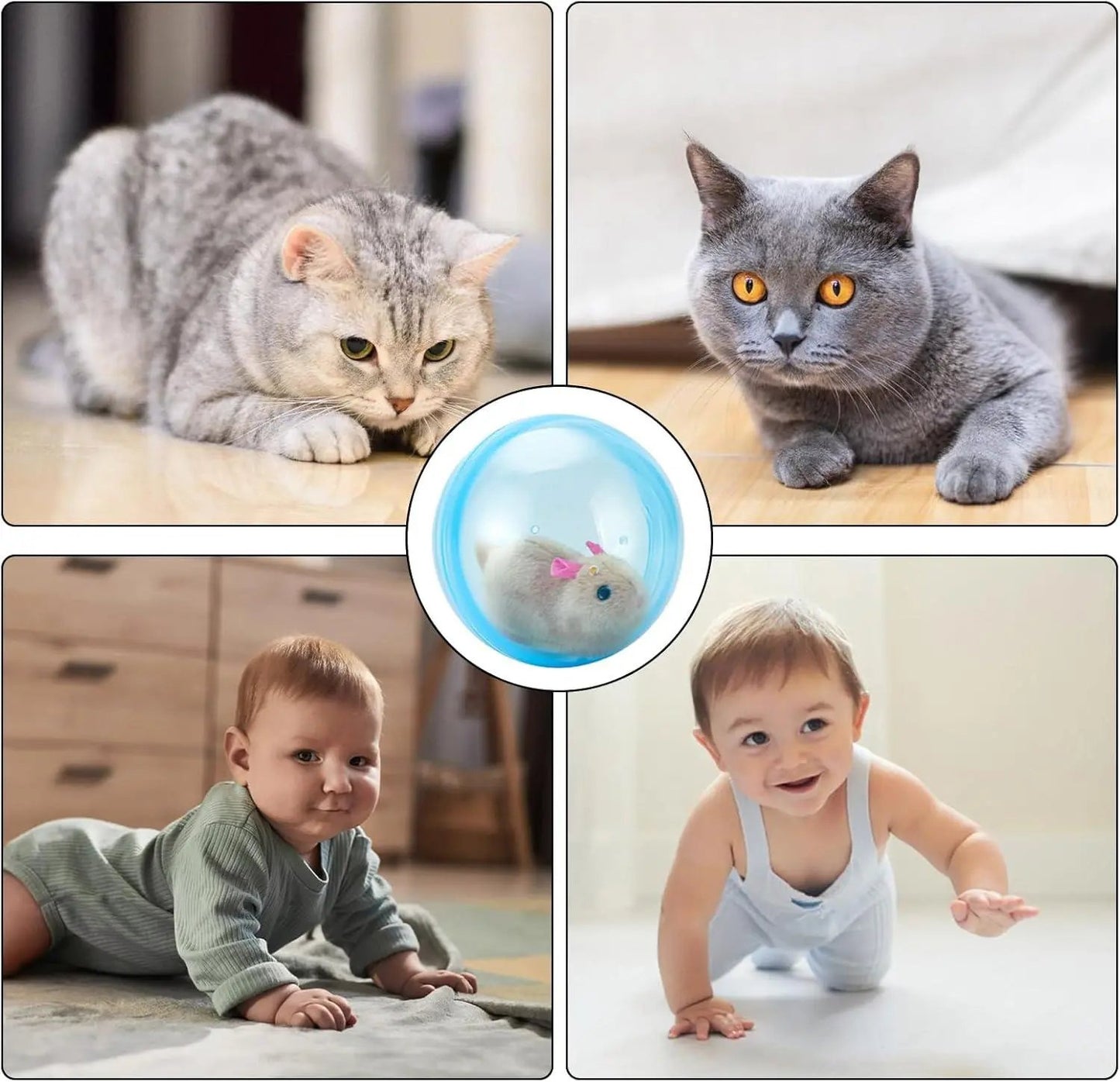 🐾Auto-Rolling Ball with Mouse Hands-Free Play for Indoor Cats