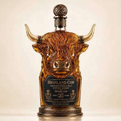 🐮Highland Cow Private Cask 21 Years Cow Head Shaped Scotch Whisky Bottle