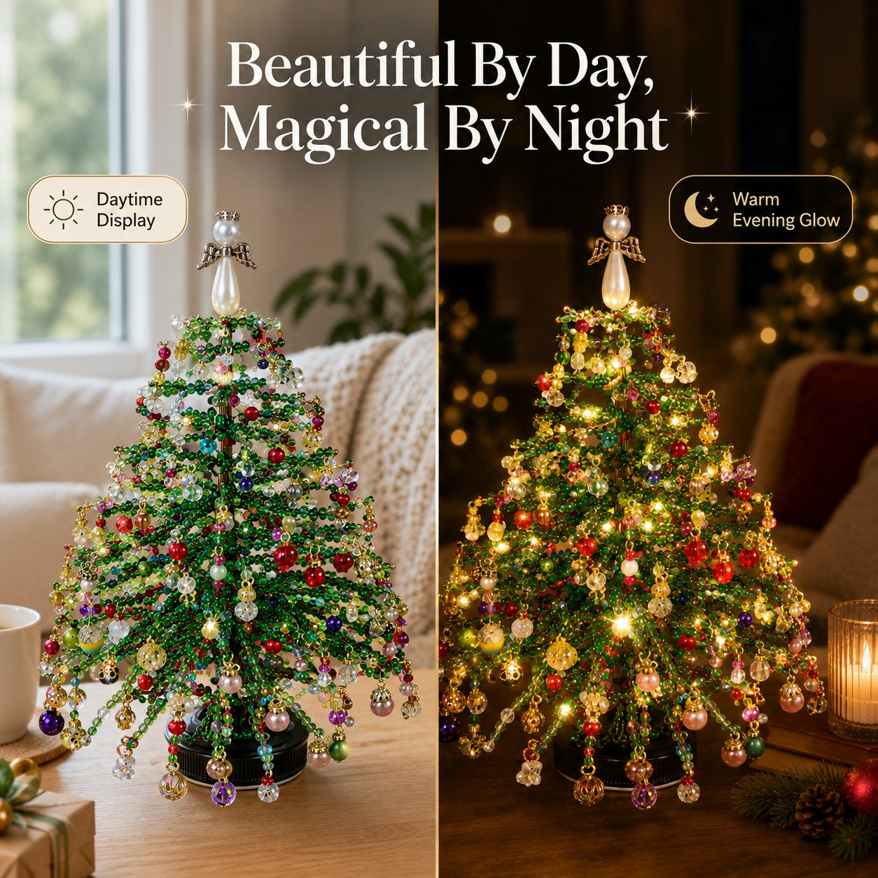 🎄✨ DIY Beaded Christmas Tree Kit – 🎅Create Your Own Sparkling Holiday Decorationvv