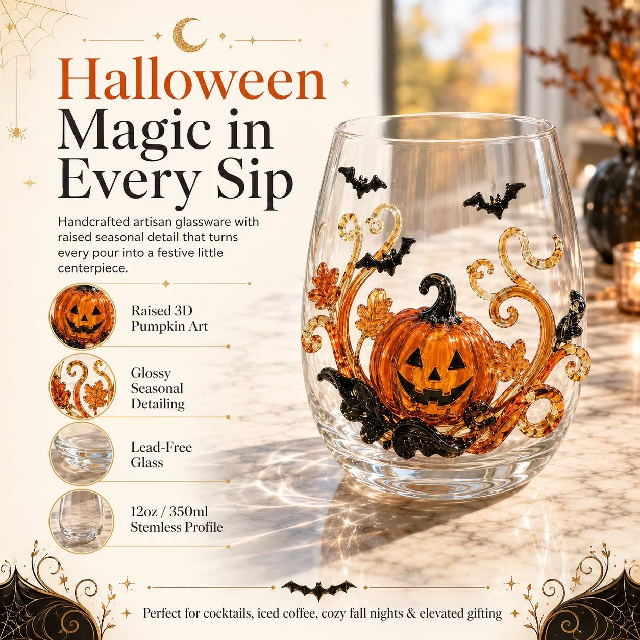 🎃 3D Halloween Artisan Glassware Collection