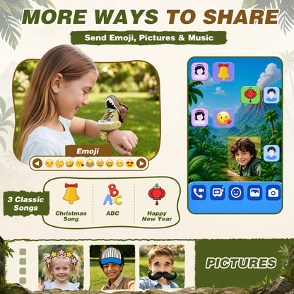 Kids Video Walkie-Talkies 2-Pack, Dinosaur Wrist Two-Way Video Chat Toy
