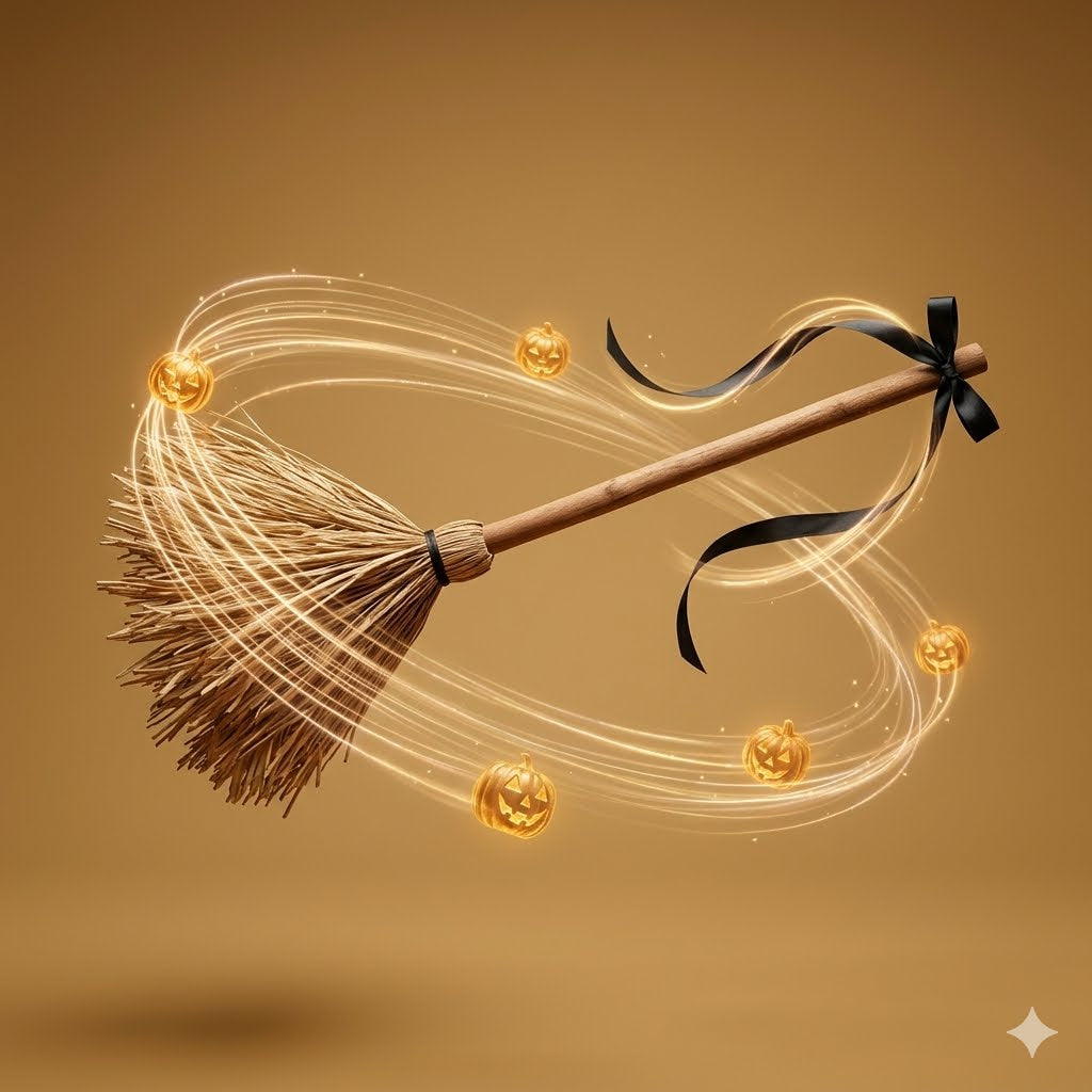 🧙‍♀️Self-Moving Halloween Witch Broom: Motion-Activated Spooky Decor