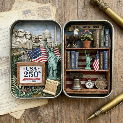 🔥 ❤️🗽USA 250th Anniversary Pocket Diorama Tin