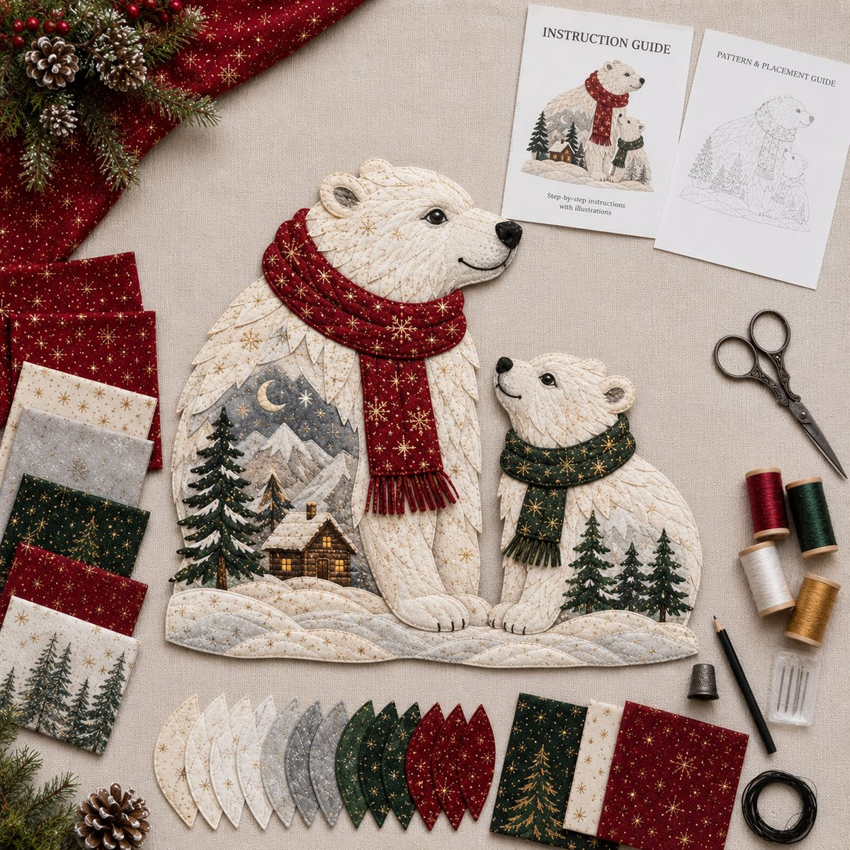 🎄🎅Christmas Woodland Wildlife DIY Patchwork Kit – ✨Create a Festive Handmade Keepsake (📦Buy 2 Free Shipping)