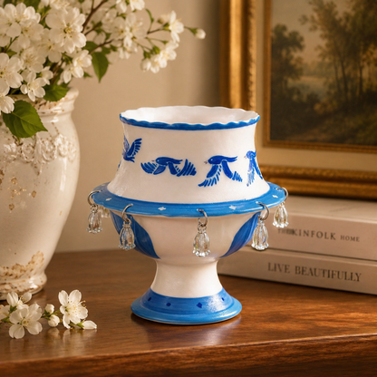 Rotating Bird Ceramic Cup Decor – Handmade Spinning Bell Tabletop Ornament