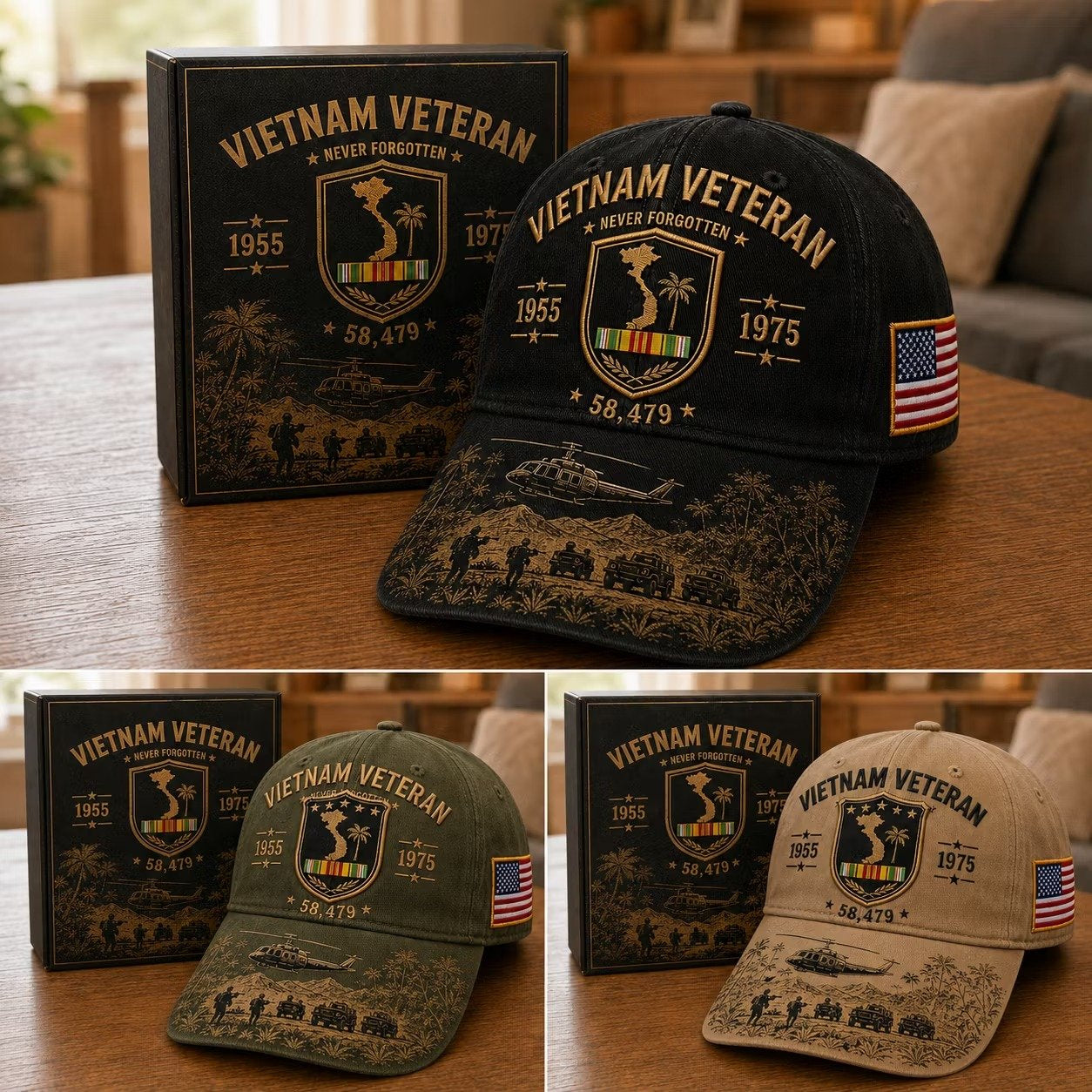🇺🇸Vietnam Veteran Never Forgotten 1955–1975 Commemorative Cap