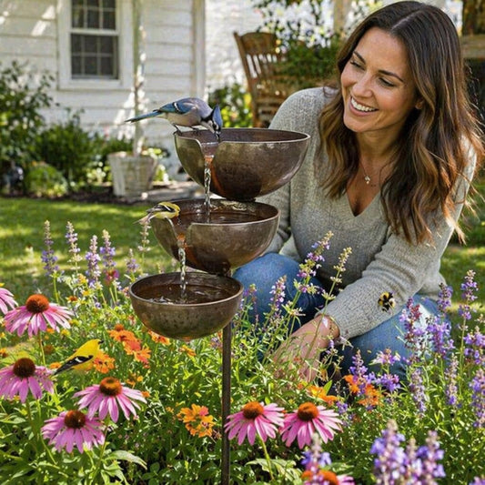 🌿🐦Bring Life Back To Your Garden – Peaceful Cascading Rain Catcher Bird Bath For Welcoming Garden Wildlife🌿🐦