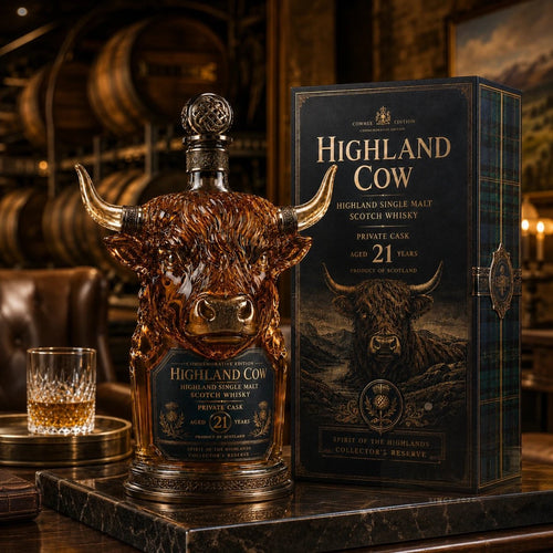 🐮Highland Cow Private Cask 21 Years Cow Head Shaped Scotch Whisky Bottle